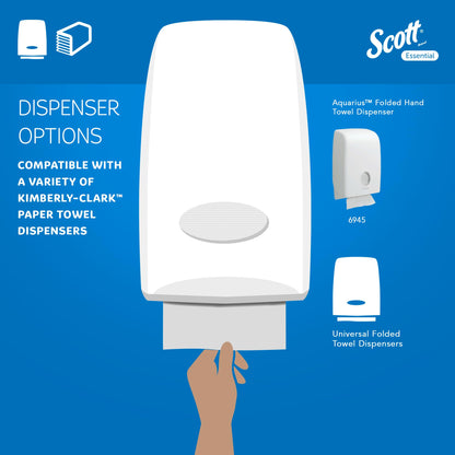 Scott Essential 6636 Paper Towels, Narrow Fold, 2 Ply, White, Soft and Absorbent, Made from Recycled Fibres, 12 Ties x 220 Sheets (2,640 Total)