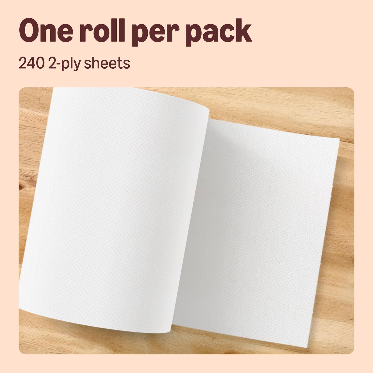 Our Essentials by Amazon Kitchen Towel Jumbo Roll 1 Pack, 2-Ply, 240 Sheets