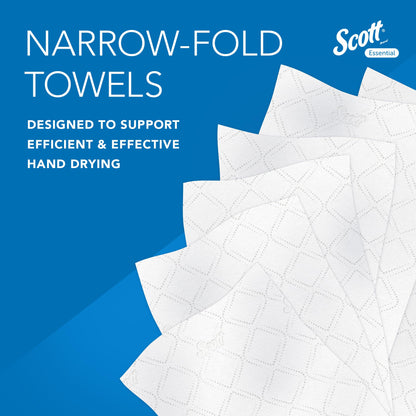 Scott Essential 6636 Paper Towels, Narrow Fold, 2 Ply, White, Soft and Absorbent, Made from Recycled Fibres, 12 Ties x 220 Sheets (2,640 Total)