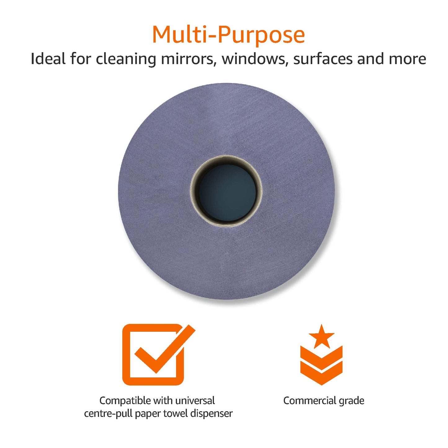 AmazonCommercial Multipurpose Wiping Paper, 2-ply Centrefeed, Blue Roll Recycled, 6 Rolls (1 pack), 450 Sheets per Roll, Sheet Size: 30 x 20 cm