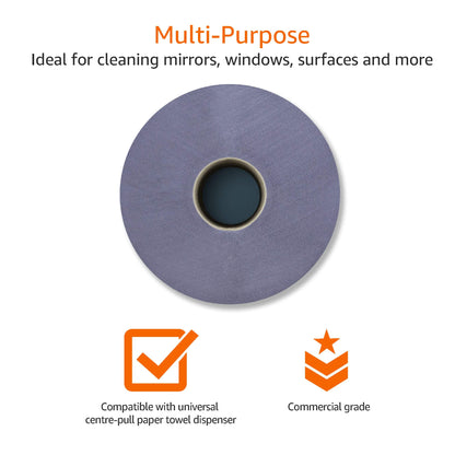 AmazonCommercial Multipurpose Wiping Paper, 2-ply Centrefeed, Blue Roll Recycled, 6 Rolls (1 pack), 450 Sheets per Roll, Sheet Size: 30 x 20 cm