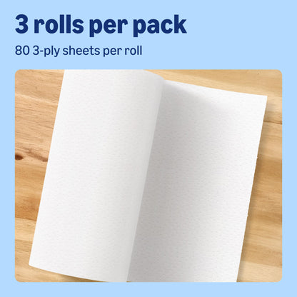 by Amazon Super Absorbent Kitchen Towel, 3-ply, 3 Rolls (1 Pack of 3), 80 Sheets per Roll, FSC Certified