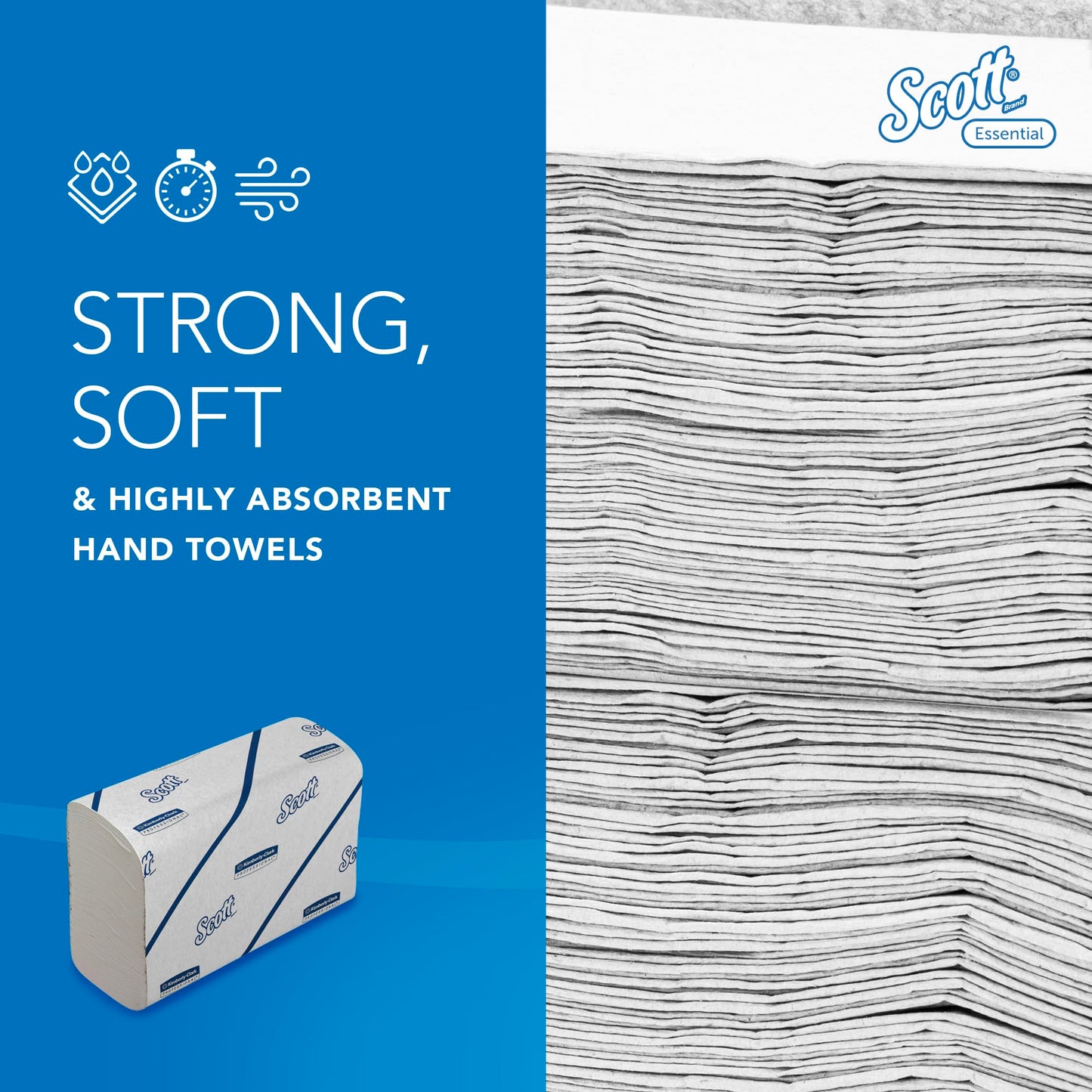 Scott Essential 6636 Paper Towels, Narrow Fold, 2 Ply, White, Soft and Absorbent, Made from Recycled Fibres, 12 Ties x 220 Sheets (2,640 Total)