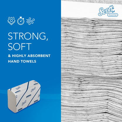 Scott Essential 6636 Paper Towels, Narrow Fold, 2 Ply, White, Soft and Absorbent, Made from Recycled Fibres, 12 Ties x 220 Sheets (2,640 Total)